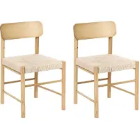Beliani DIGNE - Set van 2 eetkamerstoelen - Lichtbruin - Rubberhout