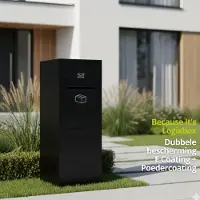 Logixbox Complete Set - Pakketbrievenbus en Postvak - 2 compartimenten - Frontbox DeLuxe Achteruitname Postvak - 1.0mm dik staal - Stardust Black