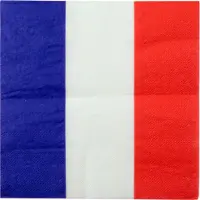 SANTEX Frankrijk landen thema servetten - 20x - blauw/wit/rood - 3-laags papier - 33 x 33 cm
