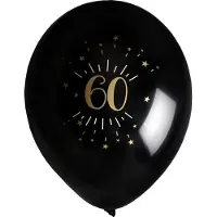 SANTEX verjaardag leeftijd ballonnen 60 jaar - 8x stuks - zwart/goud - 23 cm - Feestartikelen