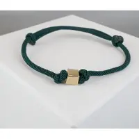 Christian Donker groene armband met gouden kubus
