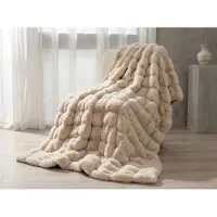 Lunetta Home - Plaid - Fake Fur ( Bont ) - Bubble - Beige - 150x200 cm - Deken - Zware kwaliteit