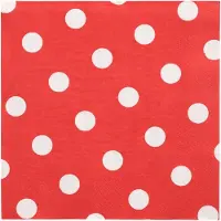 Papstar Servetten - rood met witte stippen - 20x st - 40 x 40 cm - feestservetten / polkadots - Papieren wegwerp servetjes