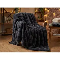 Lunetta Home - Plaid - Fake Fur ( Bont ) - Bubble - Antraciet - 150x200 cm - Deken - Zware kwaliteit