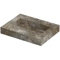Ink Pitch Wastafel keramische slab bak met drain en front en side skirts zonder kraangat 60x45x9 Island glossy