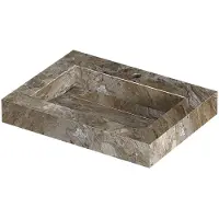 Ink pitch wastafel keramische slab bak met drain en front en side skirts 1 kraangat 60x45x9 earth glossy