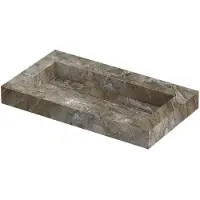 Ink Pitch Wastafel keramische slab bak met drain en front en side skirts zonder kraangat 80x45x9 Island glossy