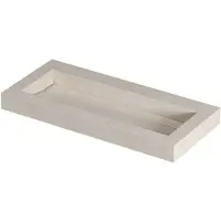 Ink pitch wastafel keramische slab centraal met drain en front en side skirts zonder kraangat 100x45x9 travertin mat
