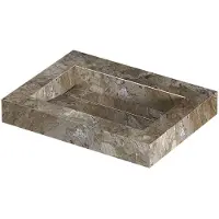 Ink pitch wastafel keramische slab bak met drain en front en side skirts zonder kraangat 60x45x9 earth glossy