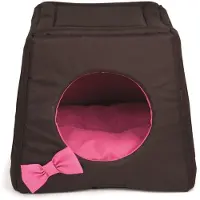 COMFY Multifunctioneel honden en kattenhuisje 3-in-1 43x43x39 cm | sofa, huisje en kussen | diverse kleuren Brun/roze