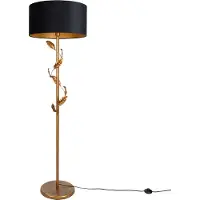 QAZQA Vloerlamp goud met kap zwart en gouden binnenkant 50cm - Linden