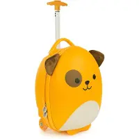 Boppi Kindertrolley - puppy (bruin) - handbagage - lichtgewicht - duurzame hardcase - 17L - kinderkoffer met wieltjes - verstelbare handgreep