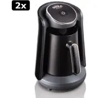Arzum 2x OKKA Minio Silver - Turkse Koffiemachine - Zwart & Chroom | 4 kopjes | OK004-K - Black & Silver | Turkish Coffee Maker