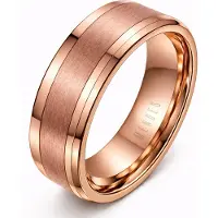 Mendes Wolfraam heren ring Rosegoud geborstelde streep 8mm-19mm