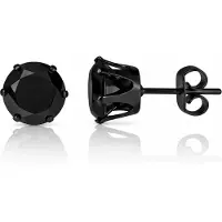 LGT JWLS LGT Jewels Stud oorbellen Edelstaal Zwart Ronde Zirkonia-8mm