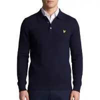 Lyle & Scott Merino Blend Poloshirt met Lange Mouwen - Marineblauw