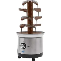 Ren Chocoladefontein - Chocolade Fontein - Smeltchocolade voor Fontein - 4-traps - Zilver en Zwart - 19cm x 22cm x 43cm