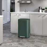 Songmics Pedaalprullenbak – Roestvrij staal – Groen – 50 liter met softclose-systeem en uitneembare binnenemmer