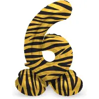 Folat - Staande folieballon Cijfer 6 Tiger Chic - 41 cm