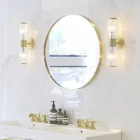 Leobert Rond Wandspiegel 50 cm met Gouden Metalen Frame – Spiegel - Stijlvol en Duurzaam, Perfect voor Woonkamer, Hal, Badkamer of Slaapkamer