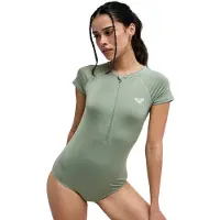 Roxy Essentials Dames Shorty Met Korte Mouwen En Rits Aan De Voorzijde