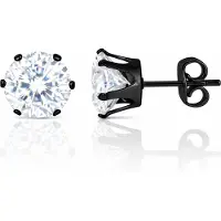 LGT JWLS LGT Jewels Stud oorbellen Edelstaal Zwart Ronde Zirkonia Transparant-8mm