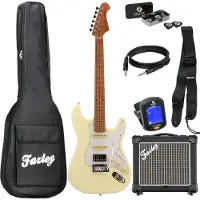 Fazley Sunset Series Dawn HSS Olympic White elektrische gitaar starterset