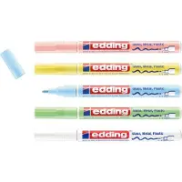 Edding 751 glanslakmarkers – 5 pastelkleurige verfstiften – ronde punt van 1-2 mm