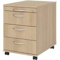 Hjh OFFICE PRO SIGNA AC30 BM - Rolcontainer Hout Eiken met 3 lades Metalen handgreep