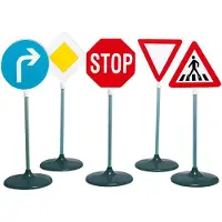 Klein Toys verkeersborden - 5 stuks - 25x25x73 cm - ideaal voor verkeerseducatie