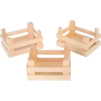 Small Foot Design - Houten Kratjes Klein 10x8x5,5cm, Set van 3