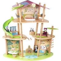 Hape Panda Bears Bamboo House Figure Goud Kinderen