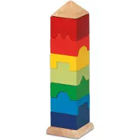 Goki Stapeltoren - Motoriek Stimuleren - H27,5Cm - Hout - 9 Delen
