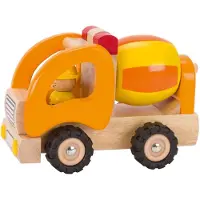 Goki Houten voertuig - Betonmixer - 17,5X9,5X10Cm - Met Rubberen Banden - 2 Jaar