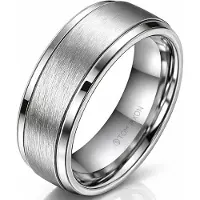 TJ Tom Jaxon Zilverkleurige wolfraam heren ring Geborsteld Mat en Glans-19mm
