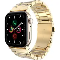 Cazy horlogebandje geschikt voor Apple Watch Bandje (PrimeSteel) - Smartwatchbandjes (+Horloge inkortset) - Universeel bandje geschikt voor Apple 38/40/41/42 mm - Goud