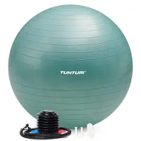 Tunturi Anti Burst Fitness bal met Pomp - Yoga bal 55 cm - Pilates bal - Zwangerschapsbal – 220 kg gebruikersgewicht - Incl Trainingsapp – Petrol