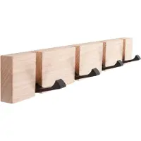 Home It flex kapstok met 4 haken 40 × 5,5 × 2 cm natuurlijk eiken