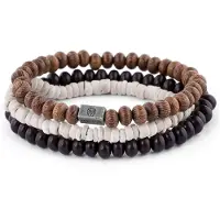 Lucleon Miro Armbandtrio met Kokosnoot- & Houten Kralen