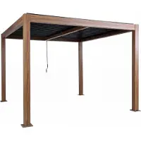 Mendler Pergola -L46, tuinhuisje Lamellenpaviljoen, 10 cm aluminium frame, stormbestendige regengoot, 3 x 3 m ~ houtlook