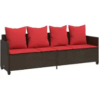 vidaXL Ligbed met kussens poly rattan bruin