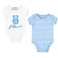 Philipp Plein Rompertje/body blauw / lichtblauw / wit