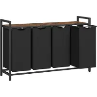 Hoppa! Wasmand - Rustiek Bruin, Zwart - MDF, Staal, Oxford-Stof - 116 x 33 x 72 cm (B x D x H)