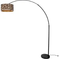 QAZQA Vloerlamp zwart met bruin en beige gestreepte kap 50cm - XXL