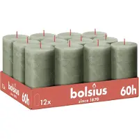 Bolsius - Rustieke Kaars - Groen - 12 stuks - 13 cm - 60 branduren