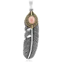 Cavill - Zilveren Hanger - 925 Sterling Zilver - Rhodochrosiet Ovaal Cabochon 0.94 ct - Boho Veer Design - Dames Sieraden 53x15 mm