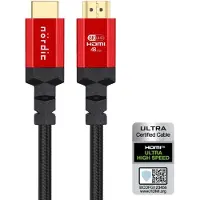NÖRDIC HDMI-N1053 HDMI Ultra High Speed kabel - Gecertificeerd - 8K HDMI 2.1 - 5m - Zwart/Rood