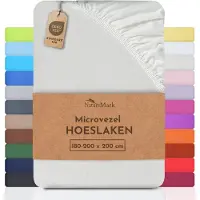 NatureMark Microvezel hoeslaken in vele maten en kleuren, 180x200cm naturel wit