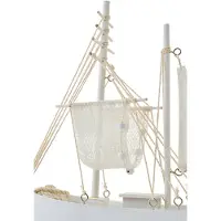 J-Line decoratie Boot - hout/touw - wit
