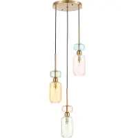 Milagro Lighting Hanglamp Molly, meerkleurig/goud, 3-lamps, glas, Ø 38 cm Molly , dimbaar, multicolor, Woon-/ Eetkamer, Glas, Modern